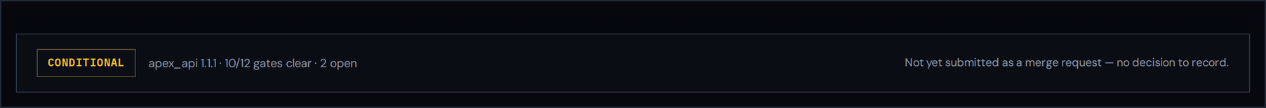 The authorization bar. It stays visible as you scroll through the package and unlocks when every finding is decided.